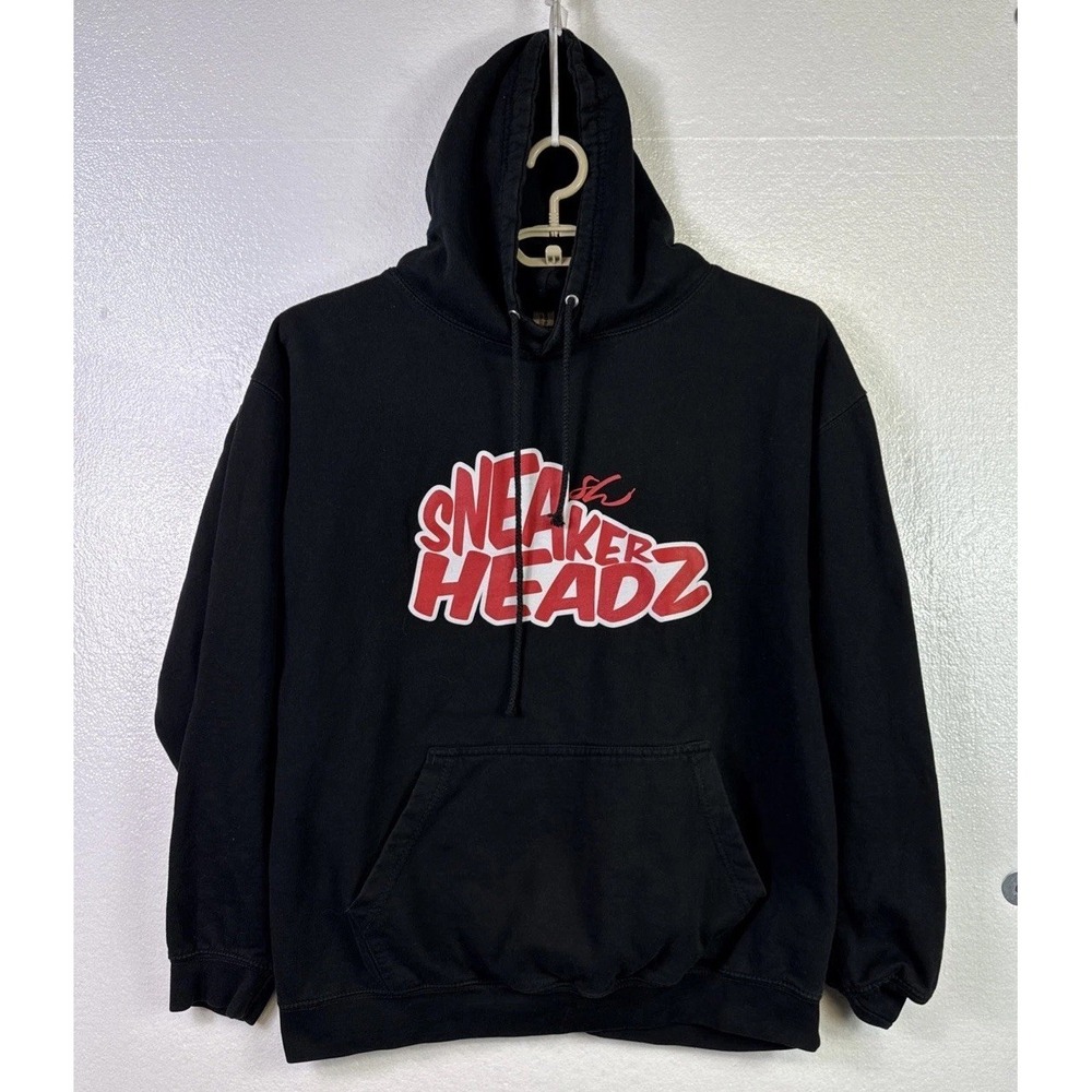 Mens Sneaker Headz Hoodie Sz XL Black Red Logo AWDis‎ Cotton Pullover Sweatshirt